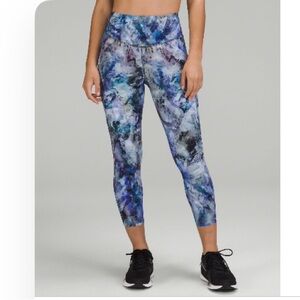 Lululemon Base Pace high rise 23” Blue and Black Abstract Leggings